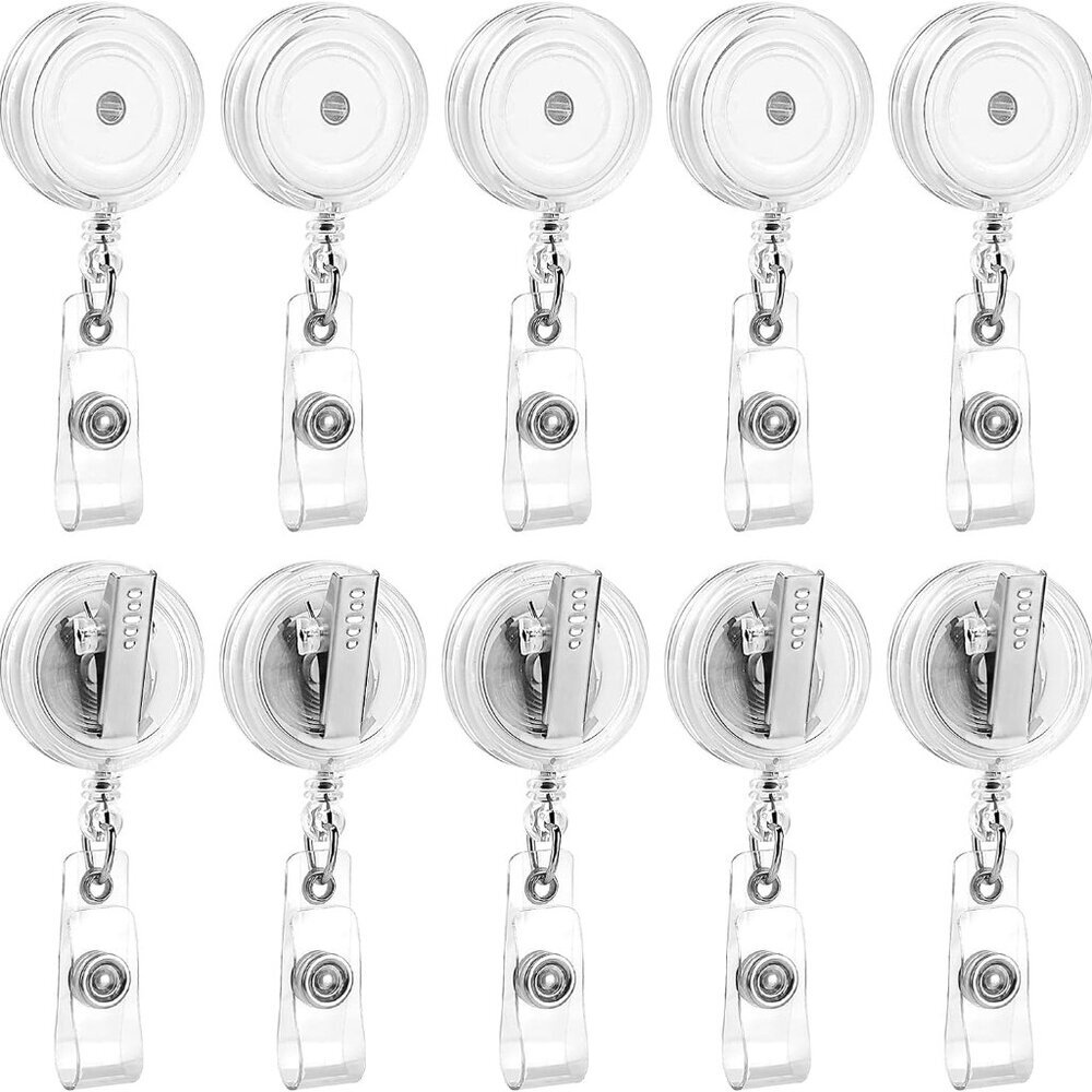 50 Pack Badge Reels Retractable with Swivel Alligator Clip Retractable Badge Hol